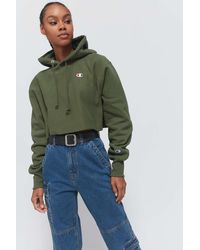 champion cropped hoodie green