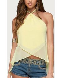 Edikted - Chiffon Split Open Back Halter Top - Lyst