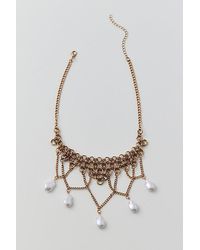 Urban Outfitters - Pearl Chain Bib Necklace - Lyst
