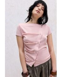 BDG - Rue Slash Neck Asymmetric Button Fine Knit Top - Lyst