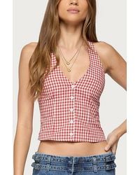 Edikted - Evan Gingham Button Up Halter Top - Lyst