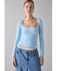 Out From Under - Ruby Square Neck Long Sleeve Cropped Tee - Lyst