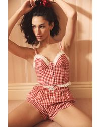 Out From Under - Red Gingham Corset Top - Lyst