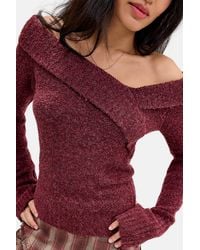 Urban Outfitters - Uo Andie Off-shoulder Long Sleeve Jumper Xs At - Lyst