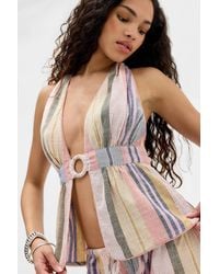Out From Under - Stripe Ring Detail Halter Top - Lyst