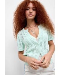 Urban Outfitters - Uo Vivian Short Sleeve Cable Knit Cardigan - Lyst