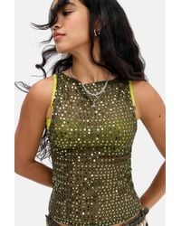 Motel - Khaki Dudley Sequin Vest Top Jacket - Lyst