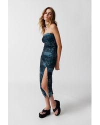 Urban Outfitters - Uo Samara Mesh Strapless Slit Midi Dress - Lyst