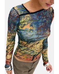 Silence + Noise - Silence + Noise Drae Mesh Print Long Sleeve Top - Lyst