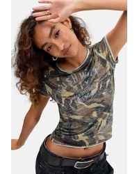 Urban Outfitters - Uo Bushwick Camo Burnout Baby Tee - Lyst
