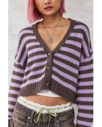 Urban Outfitters - Uo Purple & Brown Laguna Kai Striped Cardigan - Lyst