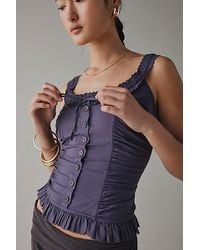Kimchi Blue - Aimee Ruffle Button-Front Corset Tank Top - Lyst