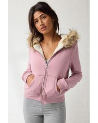 Out From Under - Bundle Up Faux Fur Trim Zip-Up Hoodie Sweatshirt - Lyst