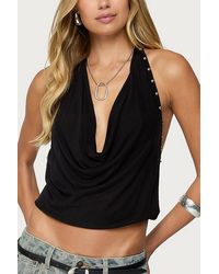 Edikted - Irina Stud Cowl Neck Halter Top - Lyst