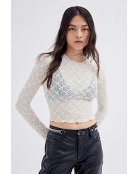 Urban Outfitters Uo Mimi Semi-sheer Textured Top in Black | Lyst