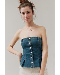 BDG - Denim Lace-Up Tube Top - Lyst