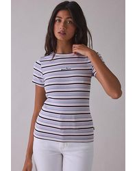 Guess - Star Embroidered Graphic Striped Rib Tee - Lyst