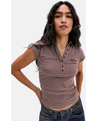 BDG - Suni Stripe Short Sleeve Polo Shirt S At Urban Outfitters - Lyst