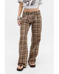 BDG - Kayla Mix Check Linen Trousers - Lyst