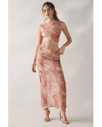 Glamorous - Take A Swirl Mesh Bodycon Midi Skirt - Lyst