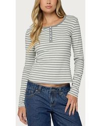 Edikted - Roma Striped Henley Top - Lyst