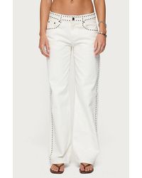 Edikted - Quincy Studded Low Rise Jeans - Lyst