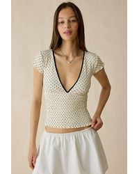 Kimchi Blue - Only You Printed Smocked Short Sleeve Top - Lyst