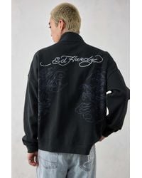 Ed Hardy - Uo Exclusive Black Embroidered Dragon Track Top - Lyst