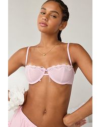 Out From Under - Rita Tie-Front Bow Lace Trim Balconette Bra - Lyst
