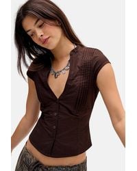 Motel - Brown Burke Poplin Blouse - Lyst