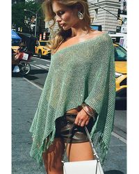 Edikted - Sequin Fringe Knit Poncho Top - Lyst