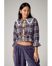 Urban Outfitters - Uo Flannel Collared Blouse - Lyst