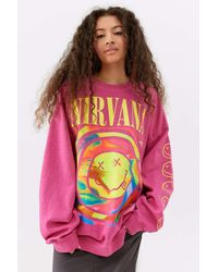 Urban Outfitters Nirvana Smile Overdyed Sweatshirt - Pink
