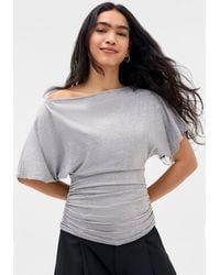 Silence + Noise - Silence + Noise Sasha Slash Neck Ruched Waist T-shirt - Lyst