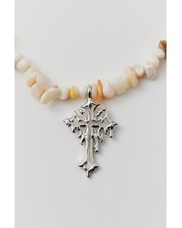 Urban Outfitters - Cross Stone Necklace - Lyst