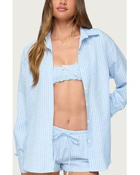 Edikted - Yaffa Oversized Gingham Button Up Shirt Top - Lyst