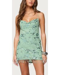 Edikted - Embellished Fringed Backless Mini Dress - Lyst