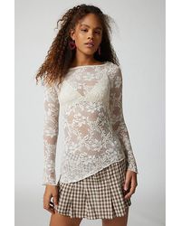 Silence + Noise - Adelaide Sheer Lace Asymmetrical Top - Lyst