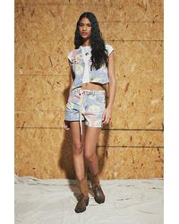 Guess - Classic Printed Aged Denim Short - Lyst