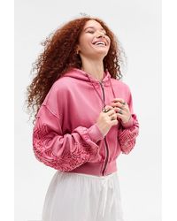 Silence + Noise - Silence + Noise Appliqué Cropped Zip-through Hoodie - Lyst