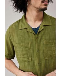 BDG - Solid Olive Gauze Shirt Xs At Urban Outfitters - Lyst