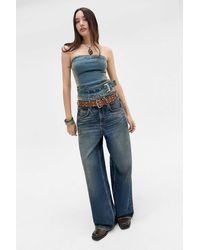Silence + Noise - Silence + Noise Mia Buckle Denim Tube Top - Lyst
