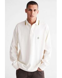 Urban Outfitters Uo Fisheye Heavyweight Long Sleeve Polo Shirt - White