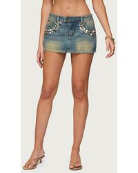 Edikted - Mixed Buttons Denim Mini Skort - Lyst