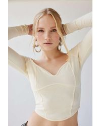 Urban Outfitters Uo Francesca Off-the-shoulder Long Sleeve Tee - White