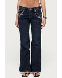Edikted - Tyler Studded Low Rise Bootcut Jeans - Lyst