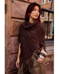 Urban Outfitters - Uo Roll Neck Cable Knit Poncho - Lyst