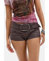 Urban Outfitters - Uo Piper Belted Herringbone Micro Shorts - Lyst