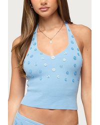 Edikted - Nataly Button Knit Halter Top - Lyst