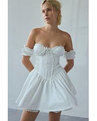 Glamorous - Drop-Waist Corset Lace-Trim Mini Dress - Lyst